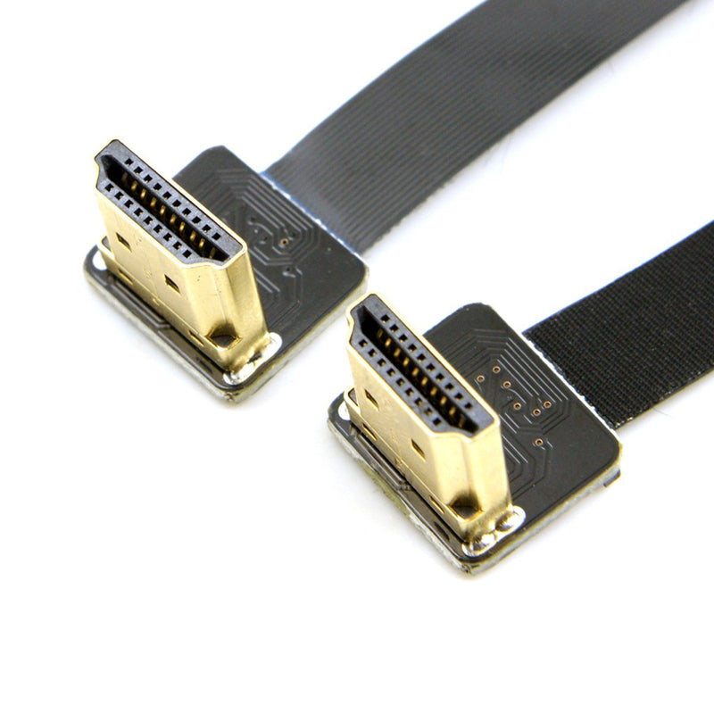 CY FPV Dual Up Angled 90 Degree HDMI Type A Male to Male HDTV FPC Flat Cable 20cm for Multicopter Aerial Photography 0.2m