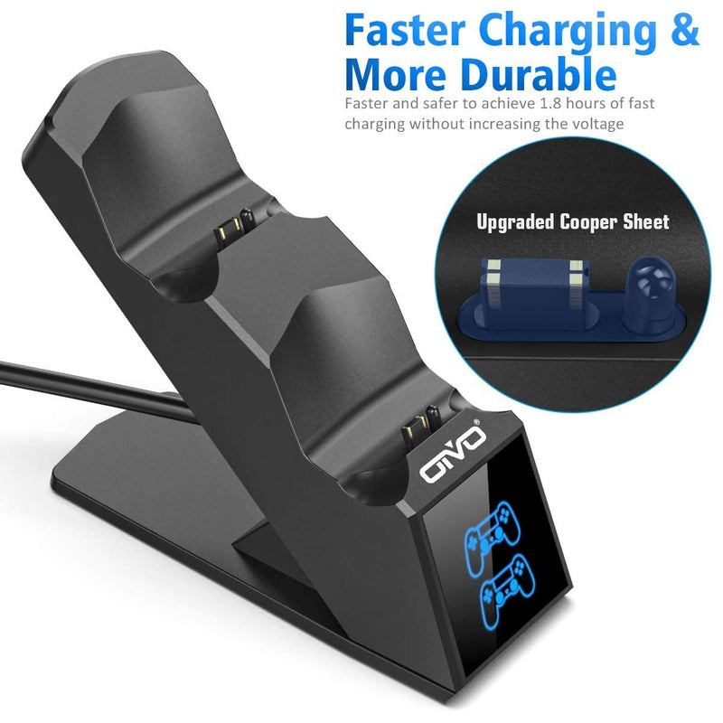 PS4 Controller Charger, PS4 Charger USB Charging Dock Station for Dualshock 4, Upgraded Fast-Charging Port for Playstation 4 Controllers