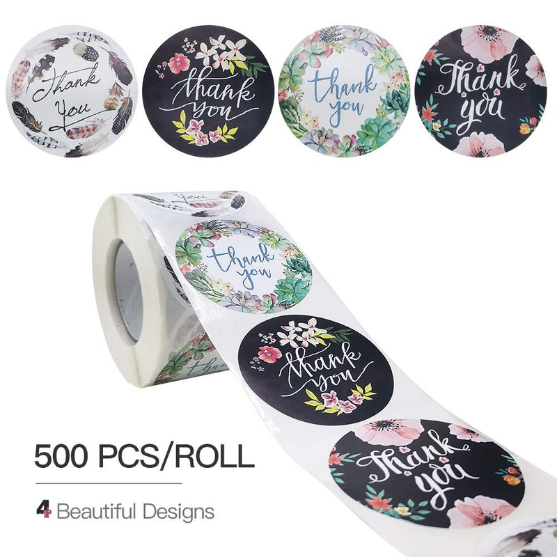 NANSSY 500 Pcs 2 Inch Thank You Stickers, Thank You Stickers Roll, Thank You Labels for Small Business, Handmade Goods, Greeting Cards, Business Greeting Cards, Gift Wraps. Black 2"