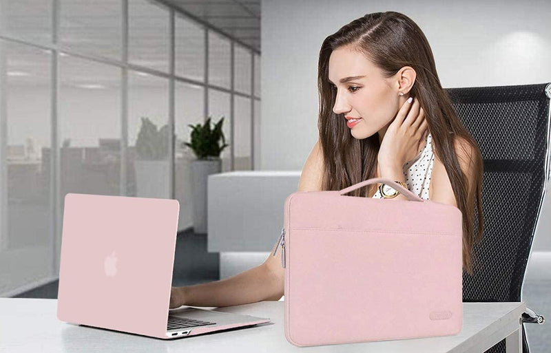 MOSISO Compatible with MacBook Air 13 inch Case (A1369 A1466, Older Version 2010-2017 Release), Plastic Hard Shell Case & Sleeve Bag & Keyboard Cover & Webcam Cover & Screen Protector, Rose Quartz