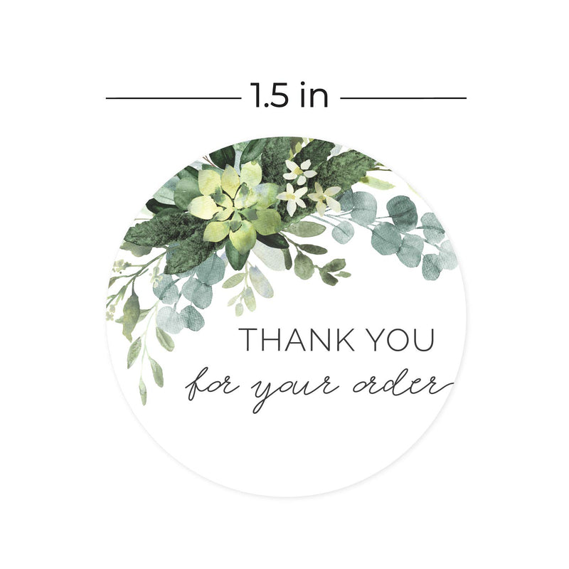 Thank You for Your Order Stickers / 500 1.5" Labels/Beautiful Greenery Business Stickers