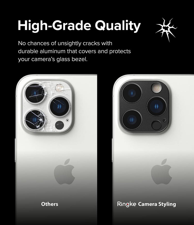 Ringke Camera Styling [Stylish Aluminum Frame] Compatible with iPhone 14 Pro Max Camera Lens Protector and iPhone 14 Pro Camera Lens Protector, Protective Metal Cover - Black