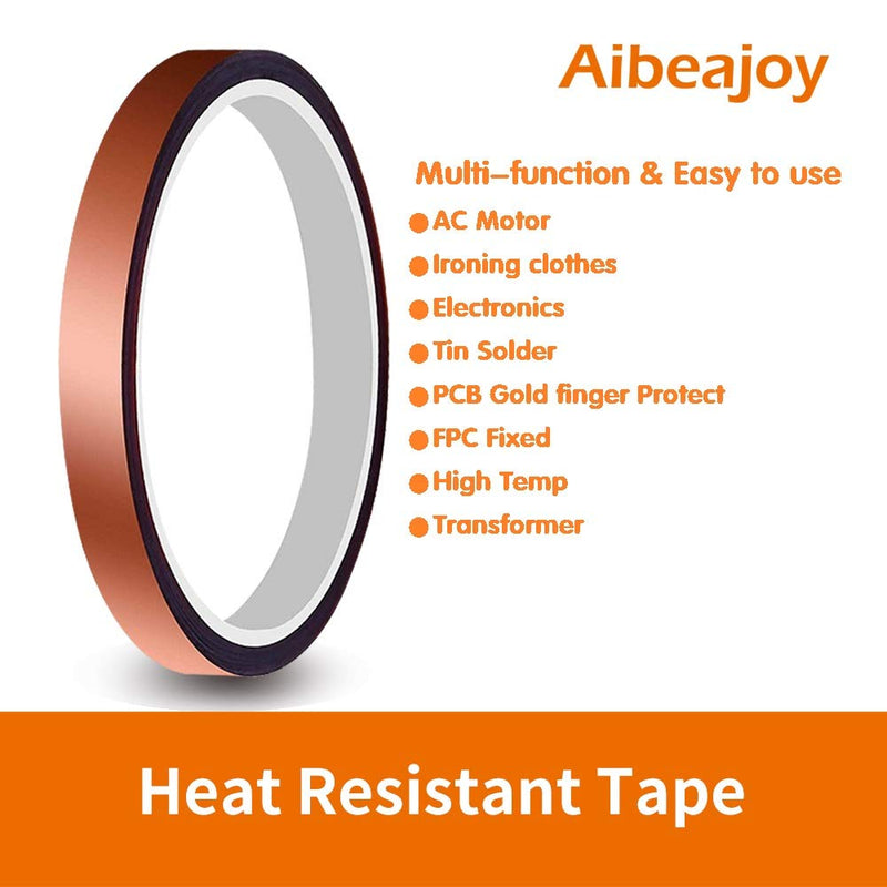 4 Rolls 0.4”x108ft Heat Tape, High Temperature Tape Heat Resistant Tape for Heat Press,Up to 536℉, Ideal Solution for Heat Transfer, Sublimation, Masking, 3D Printing and More 4 Roll 0.4inchx108ft