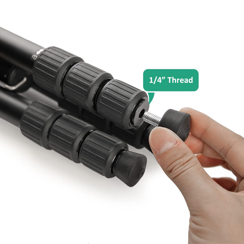 Rigych 3 Sets of 1/4 Thread Rubber Tripod Feet Universal Anti-Slip & Stainless Steel Tripod Spike Feet, Tripod Feet Replacement Parts