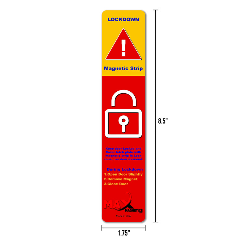 25 Pack Max magnetics Magnetic Lockdown Strips for Door Frames - High-Density Magnet Security Devices for School & Office - Strong Adhesion & PVC Top Layer, Smooth Opening & Closing