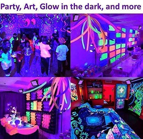 UV LED Black Light, HouLight High Power 10W LED Black Light Flood Light IP65-Waterproof (85V-265V AC) for Blacklight Party Supplies, Neon Glow, Glow in The Dark, Birthdays, Blacklights, Curing 10 Watts