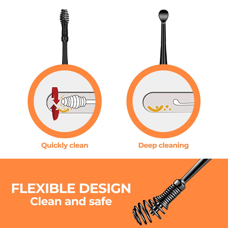 Q Grips Earwax Removal Kit Ears Cleaner 2 Pieces Ear Remover Pick Tool Set Reusable Soft Silicone with Exquisite Leather case for Olders Adult Kids Grey