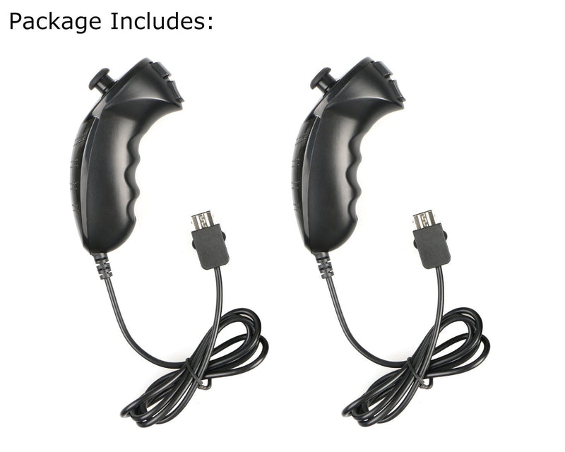 2Packs Nunchuck Controller Remote Replacement for Nintendo Nunchuk Wii Wii U Console Black