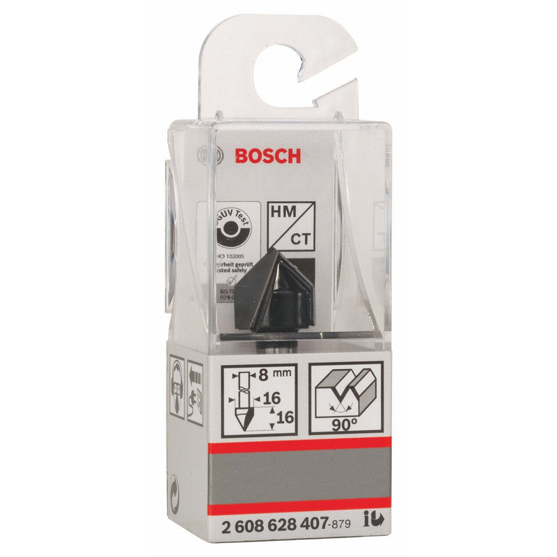 Bosch Accessories Bosch Professional Accessories 2608 628 407 V-groove cutter 8 mm, D1 16 mm, L 16 mm, G 45 mm, 90° 90° 8x16x15.65 mm