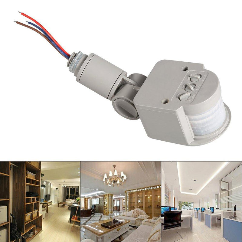 FTVOGUE Outdoor 90~250V 180 Degree Infrared PIR Motion Sensor Detector Wall Light Switch Gray