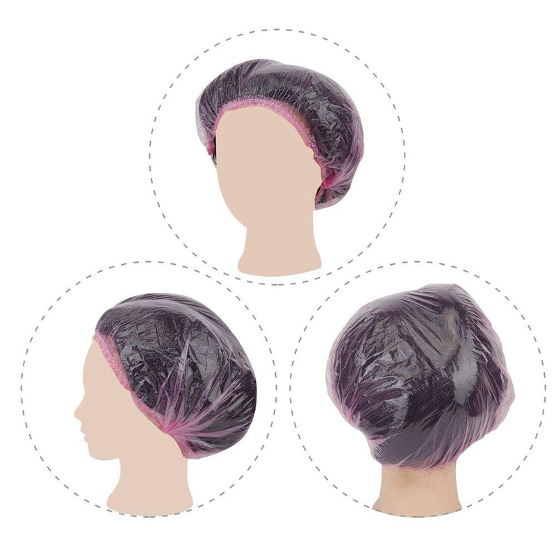 Shintop Disposable Shower Caps, Pack of 100 Individually Wrapped with Large Elastic Bath Cap for Home, Hotel, Hair Salon and Spa (Pink) Pink