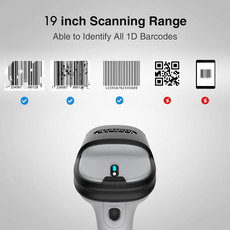 Inateck Bluetooth Barcode Scanner, Working Time Approx. 15 Days, 35m Range, Automatic Fast and Precise scanning, BCST-70