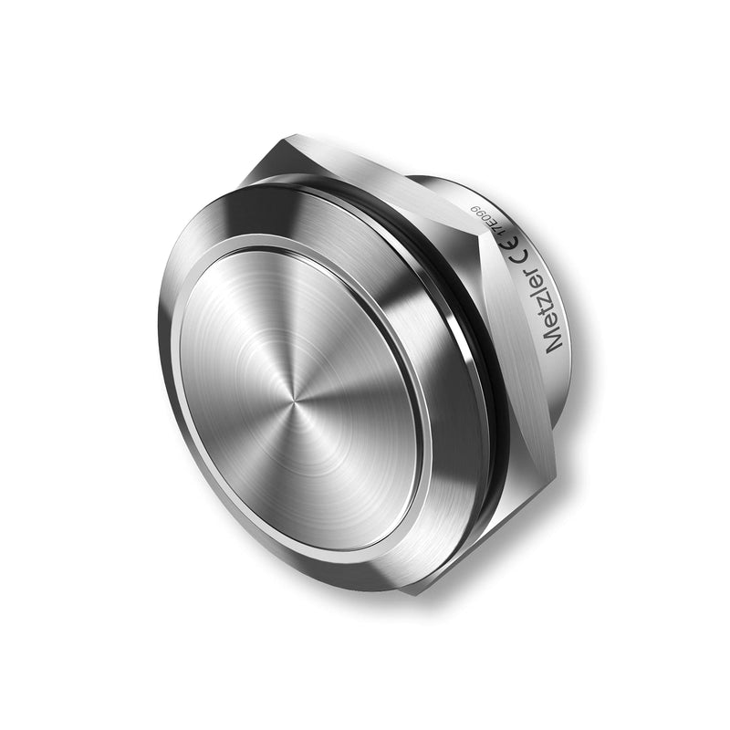 Metzler ultra-flat stainless steel push button rustproof IP67 - installation diameter Ø 19 mm - momentary without LED