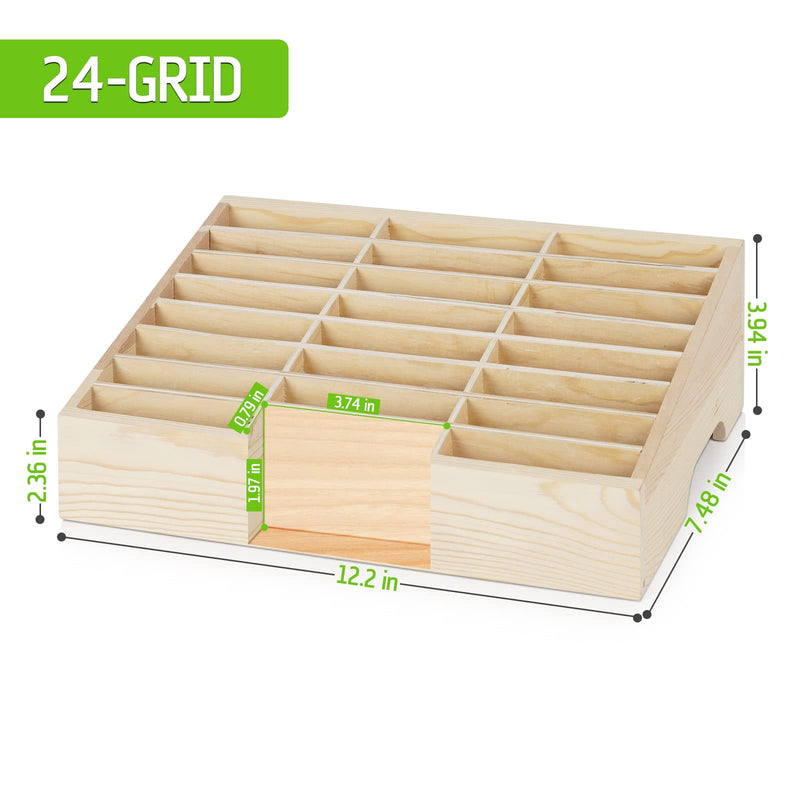 Lzttyee Wooden 24-Grid Cell Phones Storage Box Desktop Mobile Phone Holder Organizer for Office School … (24-Grid)