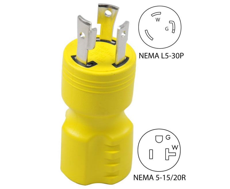 Conntek 30126 L5-30P to 5-15/20R Plug Adapter Yellow