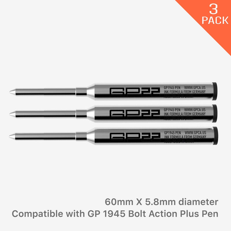 GP22 Gel Ink Refill Cartridge Pack - Compatible with GP 1945 Pen and pens needed short refill (BLACK) Black