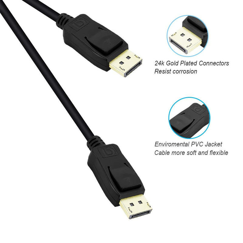 BENFEI DisplayPort to DP 4K 60Hz 3 Feet Cable, BENFEI DisplayPort to Display Port Male to Male Cable Gold-Plated Cord Compatible for Lenovo, Dell, HP, ASUS 1 PACK Black