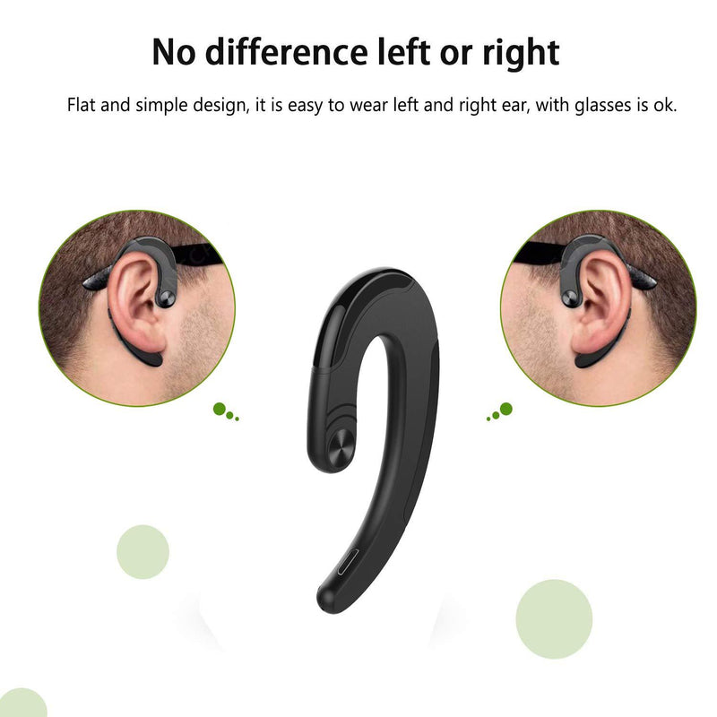 Ear-Hook Bluetooth Headset with Mic Lightweight Noise Cancelling 5 Hrs Playtime, Wireless Painless Wearing Earphones for Android Phones/iPhone X/8/7/6, Non Bone Conduction Headphone with Ear Plug