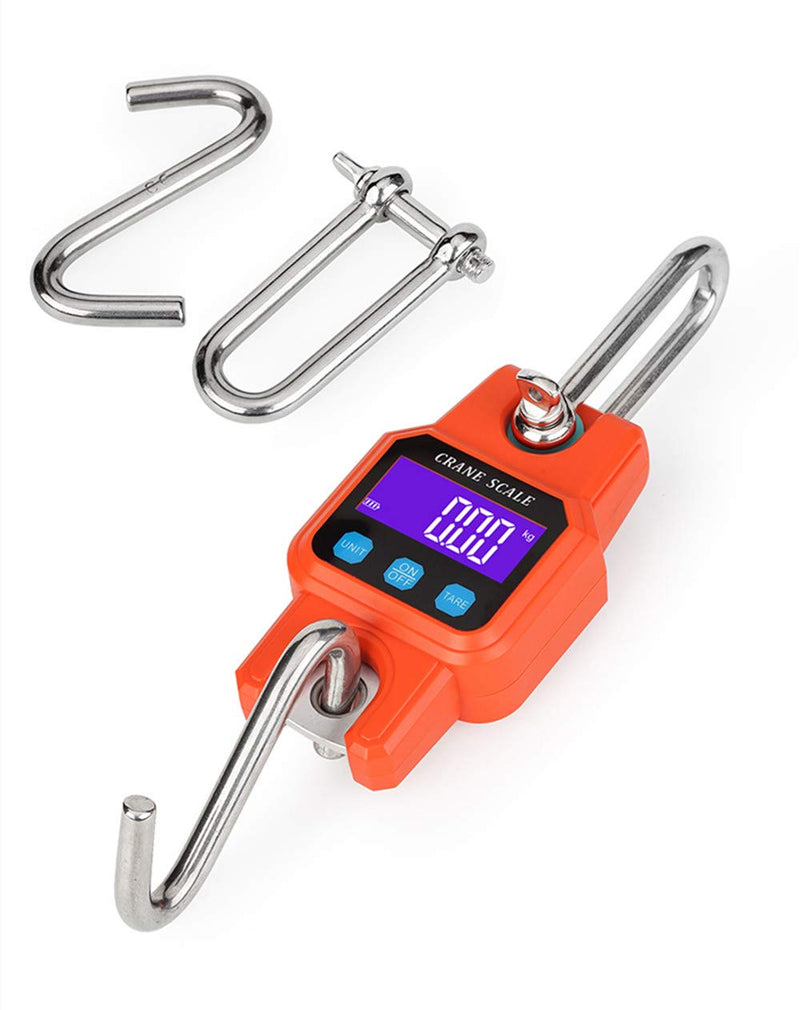 Crane Scale,Klau Portable Rechargeable 300 kg / 600 lb Heavy Duty Digital Hanging Scales LED Display with Backlight Orange for Home Farm Hunting Outdoor