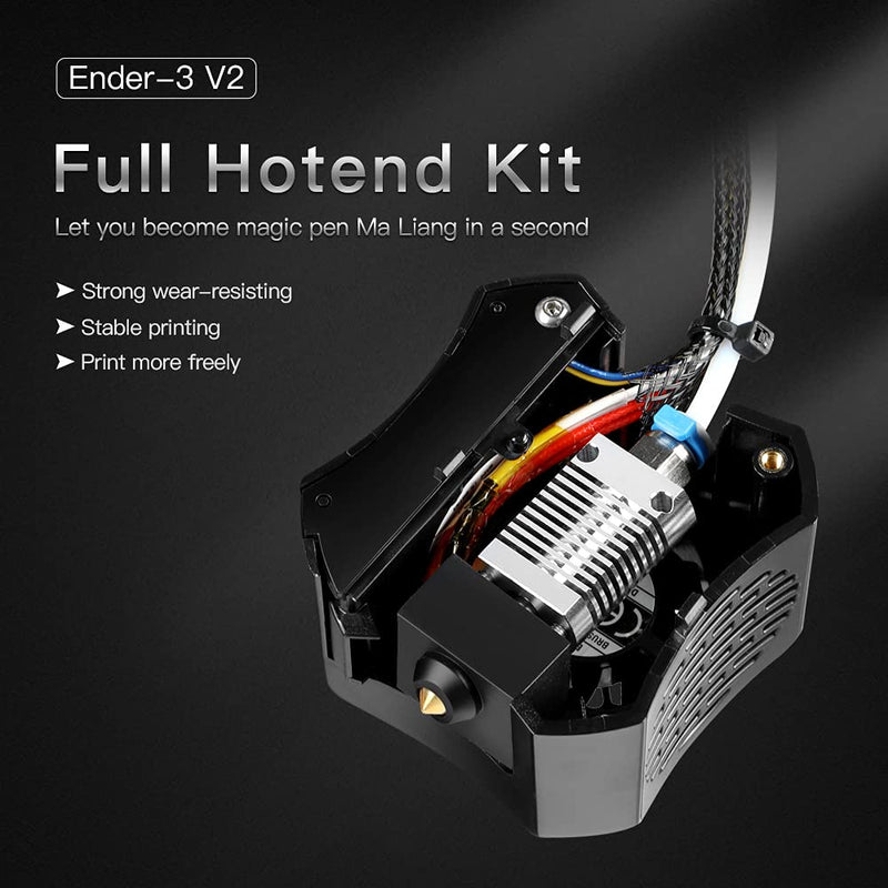 Creality Ender 3 V2 Full Hotend Kit 3D Printer Parts, 3D Printer Accessories Assembled Hotend Nozzle Kit with Dual Fans and ABS Shell for Ender-3 V2