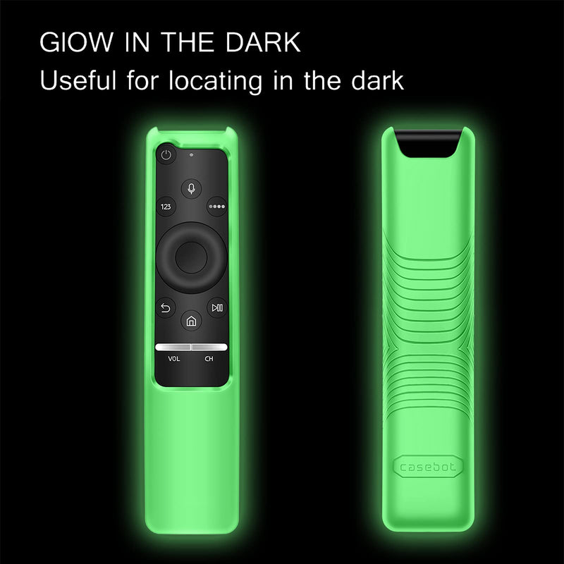 Fintie Protective Case Compatible Samsung Smart TV Remote Controller BN59 Series, CaseBot Light Weight Kids-Friendly Anti Slip Shock Proof Silicone Cover, Green-Glow in The Dark