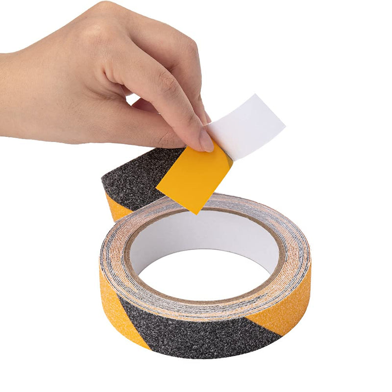 Anti Slip Tape, High Traction,Strong Grip Abrasive, Not Easy Leaving Adhesive Residue, Indoor & Outdoor (1" Width x 190" Long, Black/Yellow) 1" Width x 190" Long