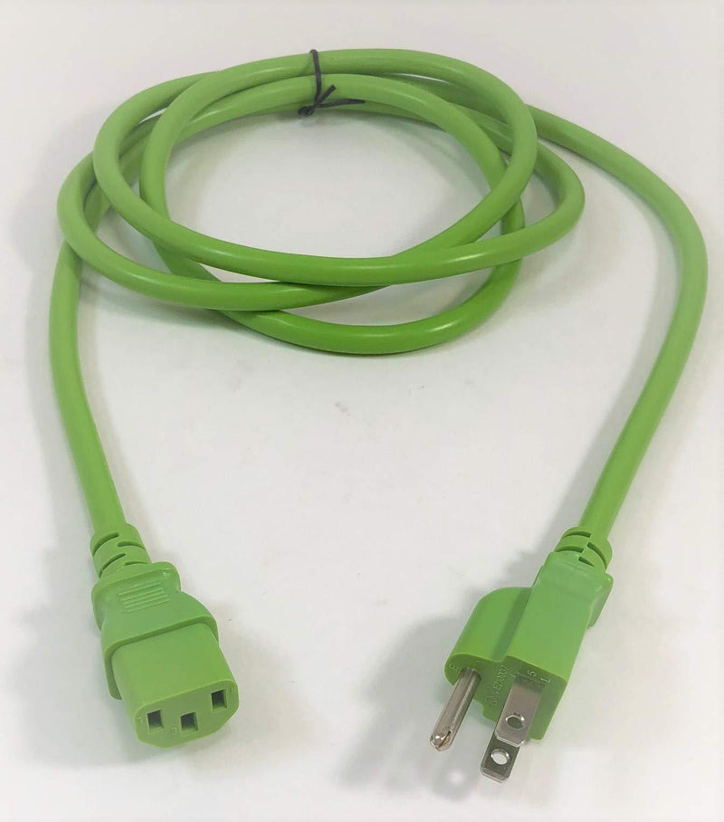 MICRO CONNECTORS UL Approved 6ft 18AWG 10 Amp Power Cord (NEMA 5-15P/ C13) - Green (M05-113ULG) 6 ft NEMA 5-15P/ C13