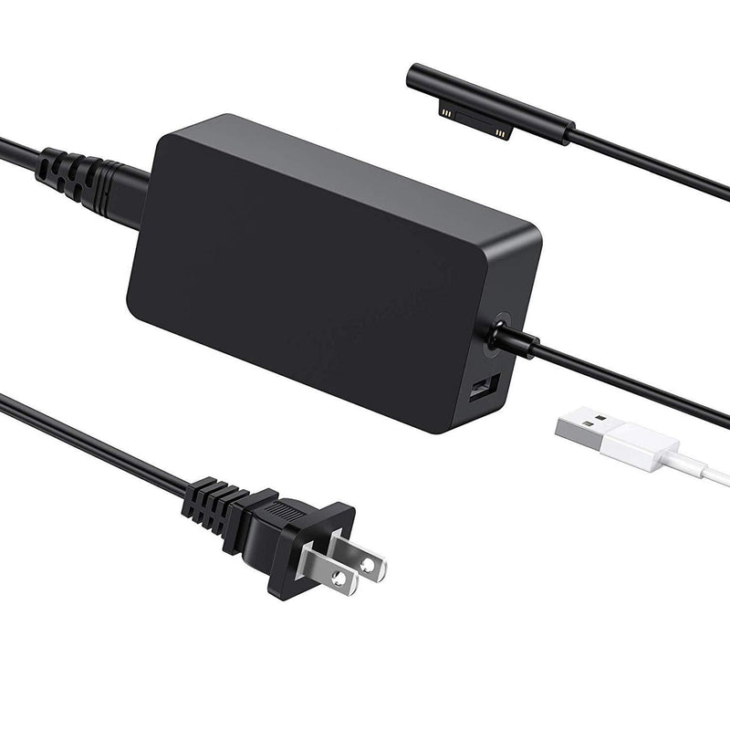Surface Pro Charger 44W 15V 2.58A Power Supply Compatible Microsoft Surface Pro 7 Pro 6 Pro 5 Pro 4 Pro 3 Surface Laptop1/2/3 Surface Go1/2 Surface Book 1/2 with 5V USB Charging Port