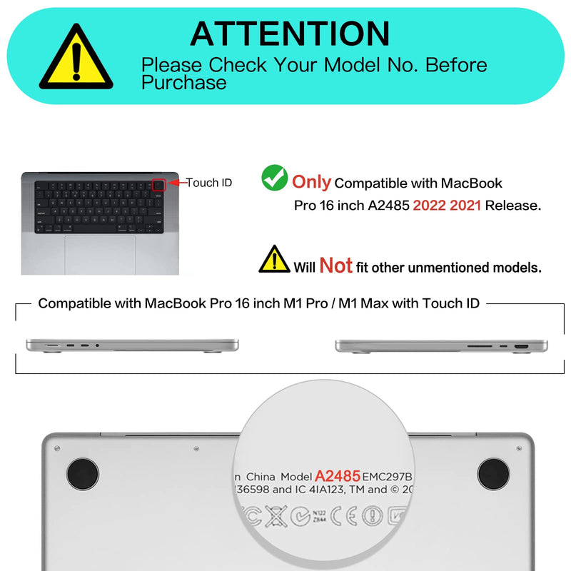 MOSISO Compatible with MacBook Pro 16 inch Case 2021 2022 Release A2485 M1 Pro/Max with Liquid Retina XDR Display Touch ID, Plastic Hard Shell&Keyboard Skin&Screen Protector&Storage Bag, Lavender Gray