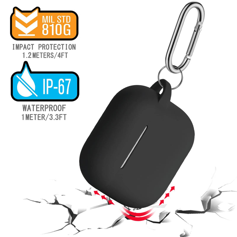 R-fun AirPods 3 Case Cover, Silicone Protective Accessories Skin with Keychain Compatible with Apple AirPod 3rd Generation 2021 for Women Men Girls Boys,Front LED Visible-Black A-Black