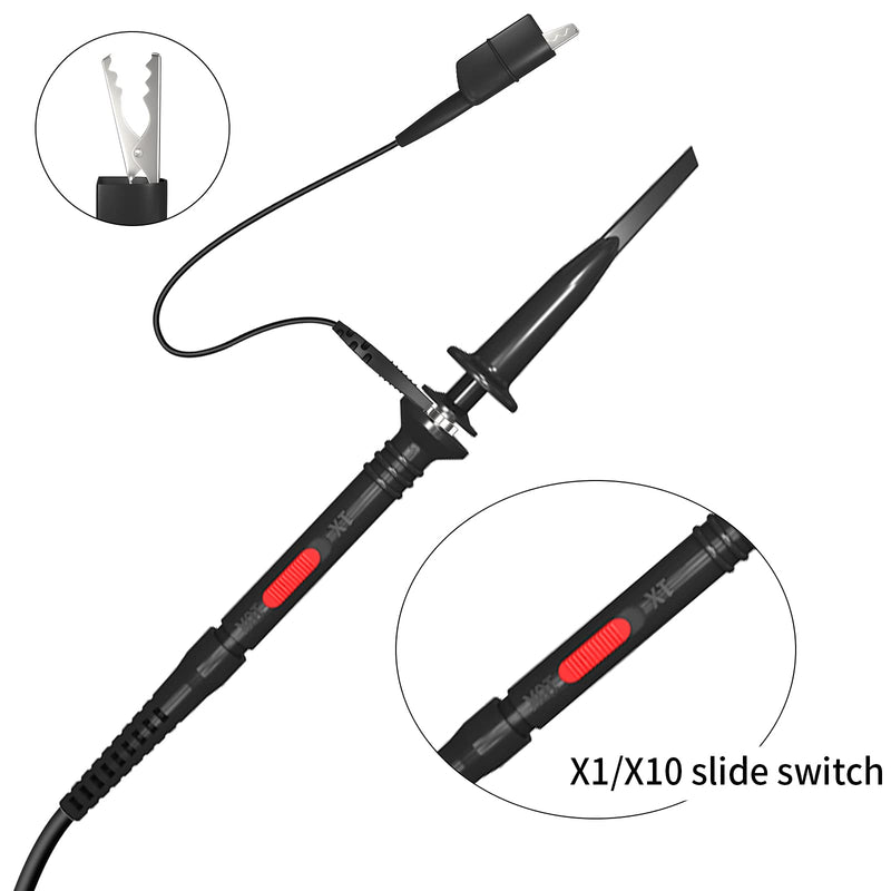 Goupchn Oscilloscope Clip Probes 200MHz Fully Insulated BNC End Probe with Accessories Kit 1X 10X