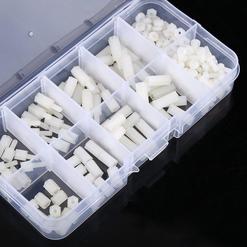 200pcs M2.5 Nylon Hex Standoff Waterproof Male Female Bolts Nuts Assortment Set with Plastic Box