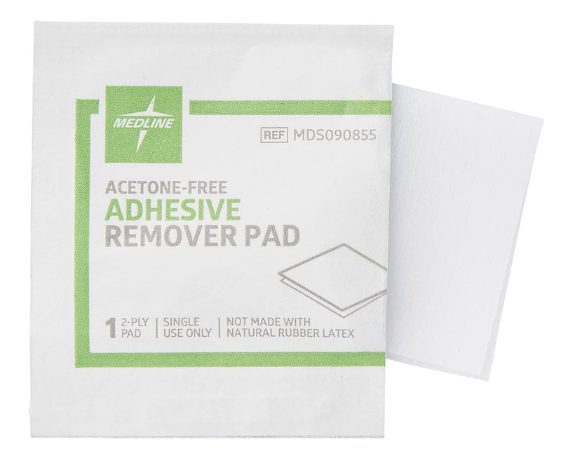 Medline Latex Free Individually Wrapped Adhesive Tape Remover Pads-100 Count (Packaging May Vary) 100 Count