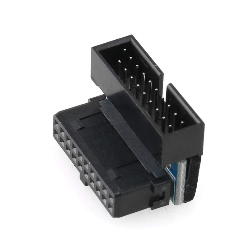 DGZZI USB 3.0 90 Degree Adapter Black USB 3.0 19Pin/20Pin Male to Female L Turn Right Angle Power Adapter Board for Motherboard Up Angled Up 90 Degree