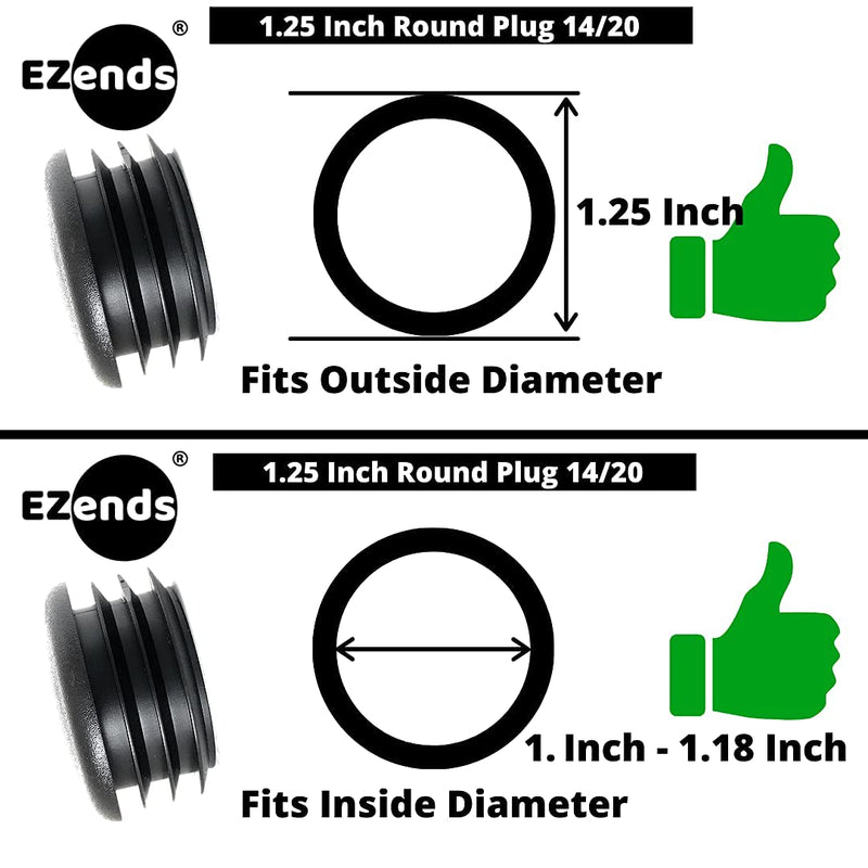 50 Pack 1 1/4 Inch Round Plastic Plug, Pipe Tubing End Cap, Round Plastic Tubing Plug, Durable Chair Glide, 14-20 Gauge (50, 14-20 Gauge) by EZENDS 50 14/20 Gauge