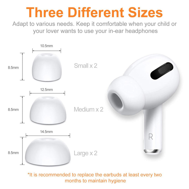 Link Dream 12 Pieces Replacement Ear Tips for AirPods Pro Silicon Ear Buds Tips with Portable Storage Box (White)