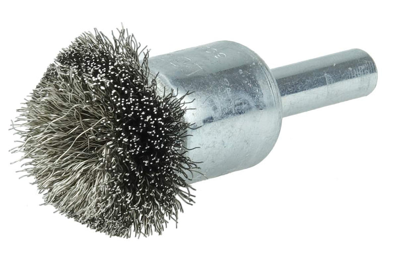 Weiler 10042 1" Circular Flared Crimped Wire End Brush.006" Stainless Steel Fill, Made in The USA 0.006 Wire Size