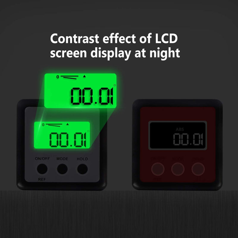Digital Level Protractor Inclinometer Magnetic Level Angle Meter Angle Finder Level Box Angle Measuring Tool for Carpentry, Building, Automobile, Masonry, etc.Silver+ Green Silver+ Green