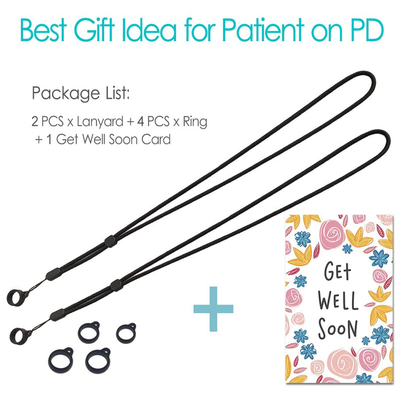 [2 Pack] PD Transfer Set Holder Peritoneal Dialysis Cather Lanyard Accessories Shower Protector for Safety Support Secure Catheter Feeding Tube Peg Tube G-Tube Adults Men Women Patients Black