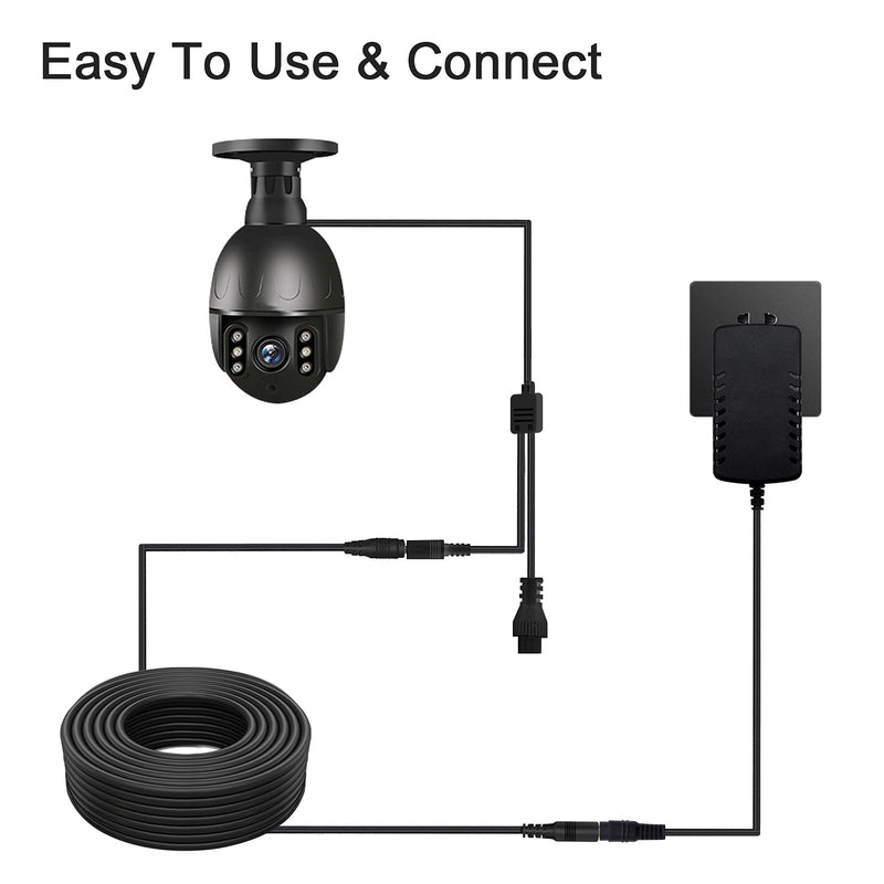 WildHD DC Power Extension Cable 33ft 2.1mm x 5.5mm Compatible with 12V DC Adapter Cord for CCTV Security Camera IP Camera Standalone DVR (5.5mm DC Plug 33ft Black)