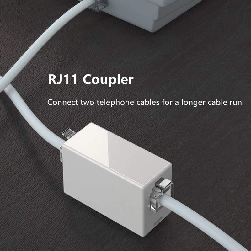 RJ11 Coupler, Straight Telephone Inline Coupler Vthahaby RJ11 6P4C Inline Keystone Jack Female to Female Straight Telephone Cable Cord Extension Adapter White (White 3Pack) White 3Pack