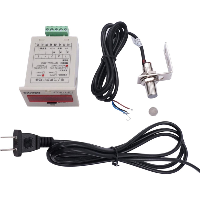 TWTADE/ 110-220VAC LED Auto Display Digital Counter 0-999999 6 Digits + Hall Proximity Sensor Switch Distance 10CM NPN NO + Holder US-JSQ+GD+CT 10mm Counter kit