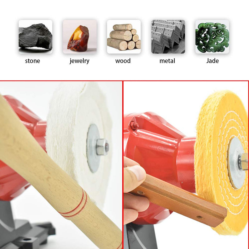 Buffing Polishing Wheels 6in x 1/2in Arbor Soft (30Ply) / Fine (50Ply) / Medium (42Ply) / Coarse (50Ply) / Rough (5Ply) for Bench Grinder - 5pcs 5 Grits 5pcs