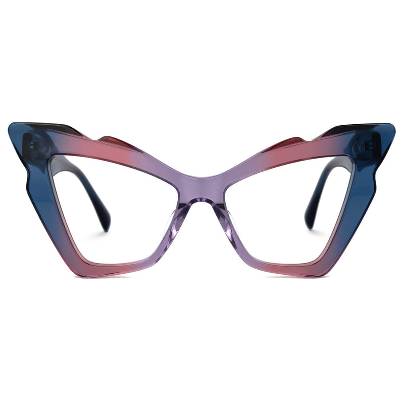 Zeelool Stylish Butterfly Glasses Frame for Women with Non-prescription Clear Lens Wafae ZJGA879605 Zjga879605-04 Pink-blue Blue Light Blocking Lens