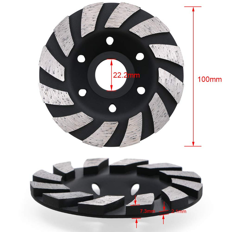 flintronic premium diamond cup wheel, 100x22.2 mm diamond cup wheel, diamond grinding plate universal, double row diamond grinding plate for concrete, natural stone, stone, masonry, angle grinder Turbo Gray 2. 100 x 22.2 mm