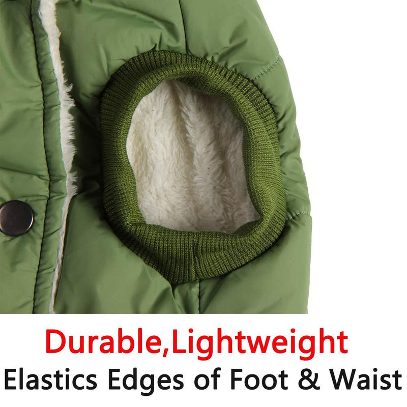 Vecomfy Fleece Lining Extra Warm Dog Hoodie in Winter,Small Dog Jacket Puppy Coats with Hooded Green XS X-Small