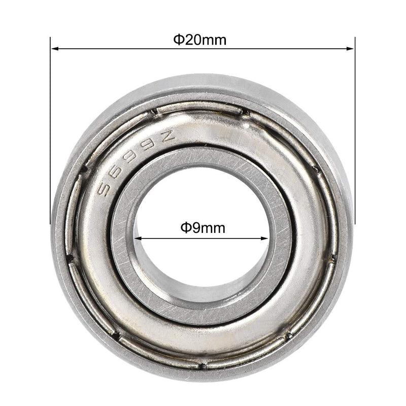 uxcell S699ZZ Stainless Steel Ball Bearing 9x20x6mm Double Metal Shielded S682 Bearings 5pcs