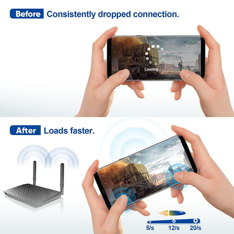 Bingfu Dual Band WiFi 2.4GHz 5GHz 5.8GHz 8dBi MIMO RP-SMA Male Antenna (2-Pack) for WiFi Router Wireless Network Card USB Adapter Security IP Camera Video Surveillance Monitor 2-Pack