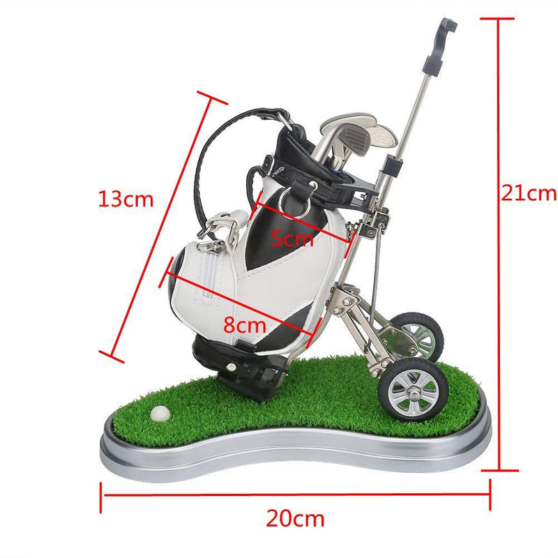 HKOO Golf Gift Golf Pens Holder, Golf Bag Holder with 3 Pieces Aluminum Pen Golf Bag Pencil Holder,Golf Souvenirs Gifts for Golfer Fans Coworker White and Black