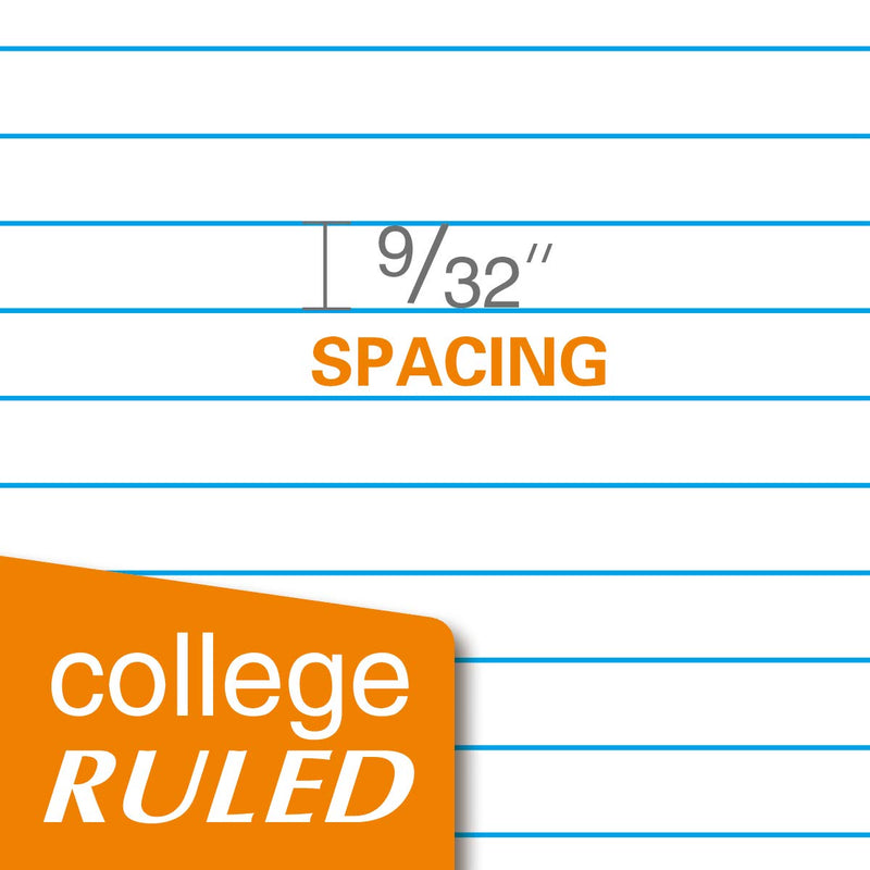Kaisa Loose Leaf Paper Filler Paper College Ruled 150 Sheets 8"x10.5" 3-Hole Punched for 3-Ring Binders, 12packs 12pack